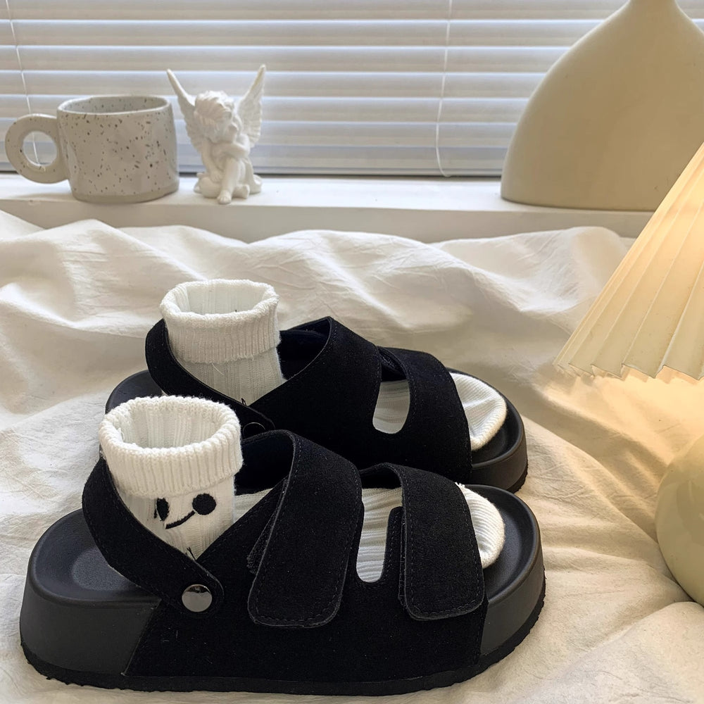 Thick sole birkenstock sandals women's outwear 2026 spring summer new open toe roman sandals easiest for match skirt half slippers