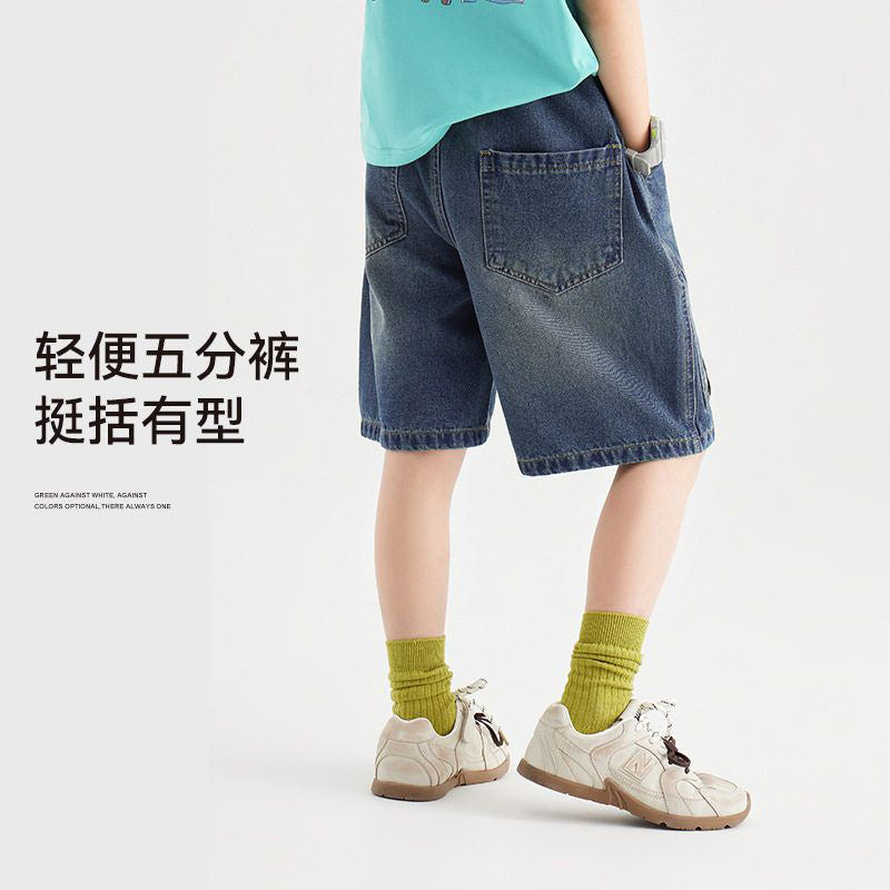 Boys' denim shorts - new  summer collection - kids' & big kids' mid-length shorts - stylish, versatile, casual, and trendy
