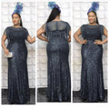 Aliexpress  autumn/winter  sequin tassel african plus size women's evening gown dress for banquets and special occasions
