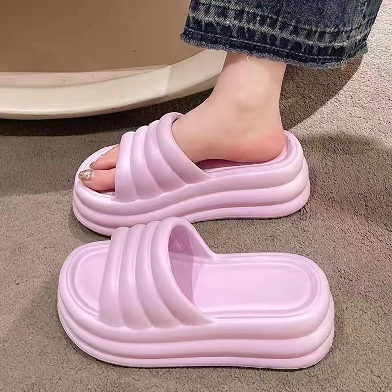 2024 women's platform flip-flops: summer eva anti-slip, height-boosting, soft, indoor/outdoor sandals - lightweight and comfortable