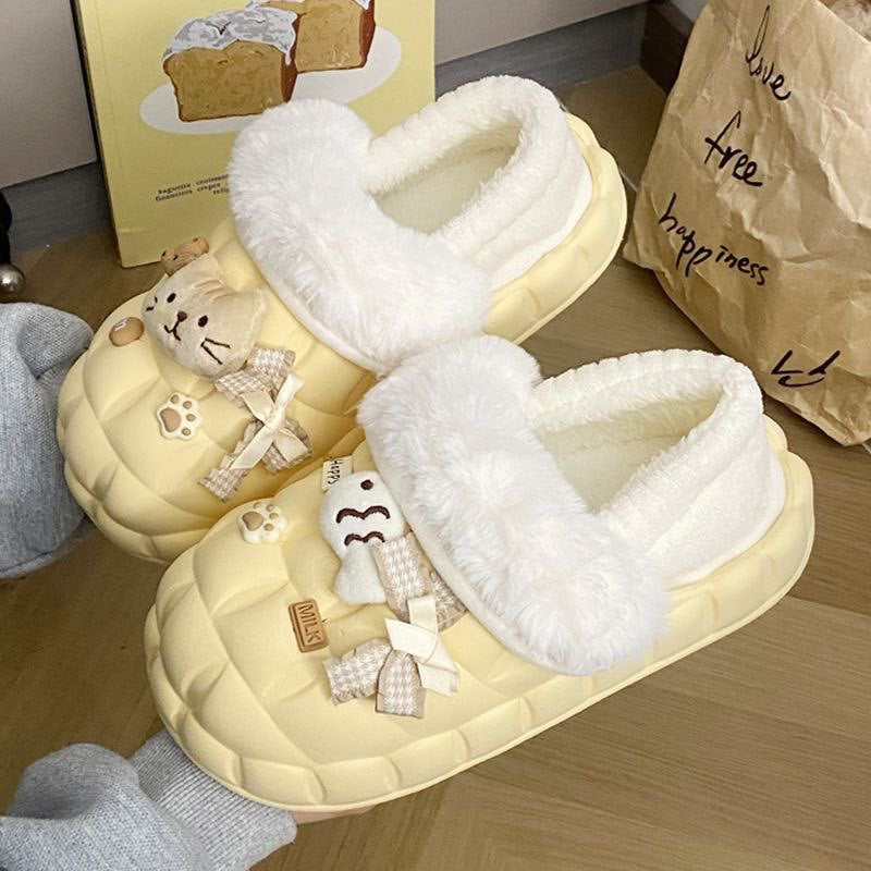 Shirley rose cotton slippers women's winter 2025 new arrivaloutwearthick soleheattechfleece-lined indoor home non-slip baotou cotton shoes