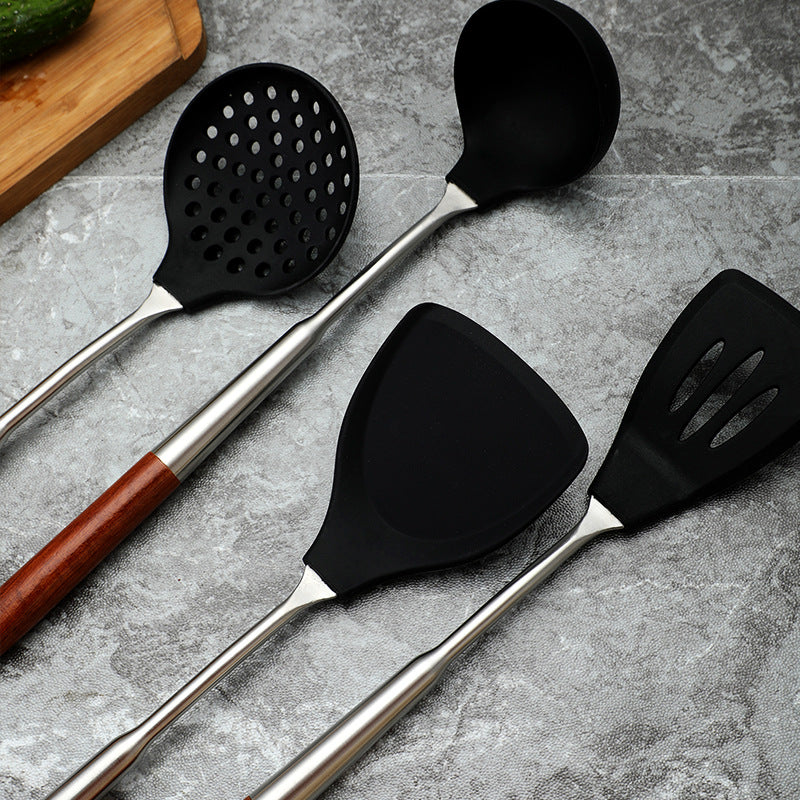 Dao Qi 304 Stainless Steel Kitchenware Kitchen Cooking High Temperature Resistant Silicone Kitchenware Household Insulation Wood Handle Kitchenware