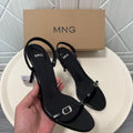 Mng mango 2026 summer new women's one-strap buckle versatile black high heel back strap sandals