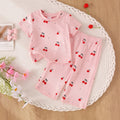 Children's clothing shein cross-border girl suit cherry pink t-shirt + pants two-piece set