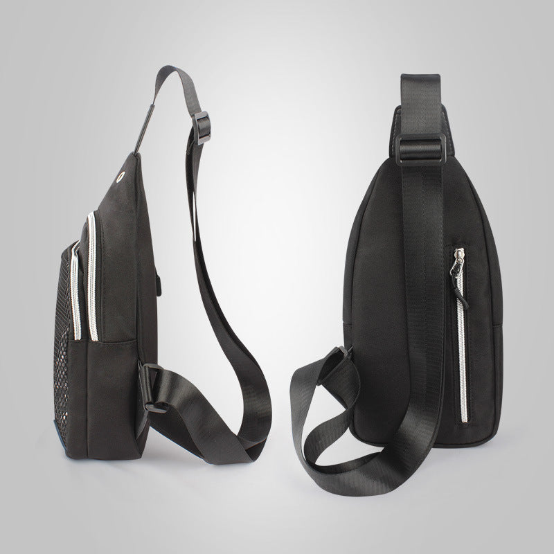 Customized trendy brand men's breast bag Oxford cloth sports shoulder lulu messenger bag multi-functional outdoor mobile phone bag custom