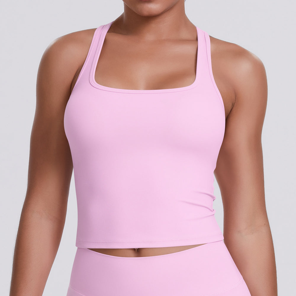 New women's solid color racerback tank top - brushed fabric, quick-dry, compression fit for running, fitness, and yoga