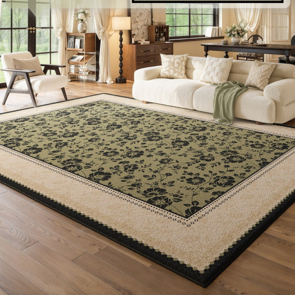 Carpet living room no-wash and wipeable medieval cream style soundproof bedside bedroom non-slip sofa floor mat full coverage large area