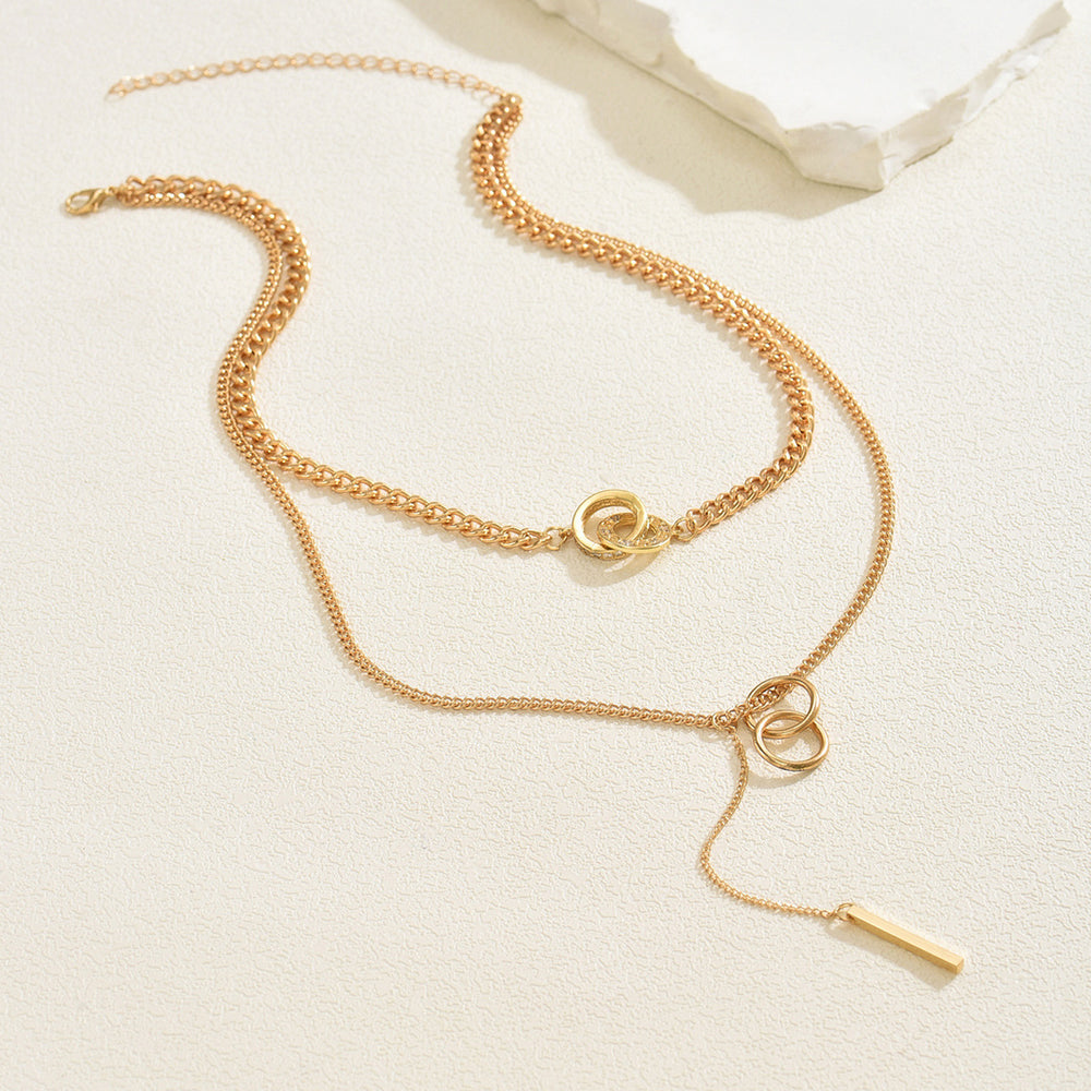 Long necklace wholesale european and american cross-border alloy diamond jewelry accessible luxury niche necklace women's tassel stacked clavicle chain