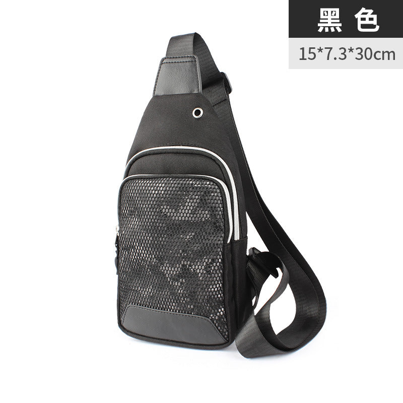 Customized trendy brand men's breast bag Oxford cloth sports shoulder lulu messenger bag multi-functional outdoor mobile phone bag custom