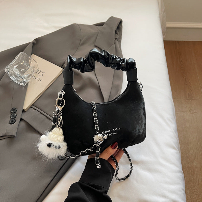 Cross-border high-end niche bag women's summer 2025 new chain shoulder messenger bag women's portable crescent bag