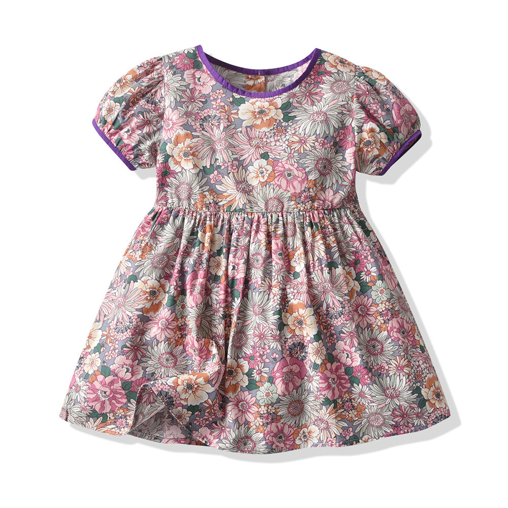 Girls' summer new sweet princess dress, kids' sleeveless floral print doll collar dress - wholesale & dropshipping available