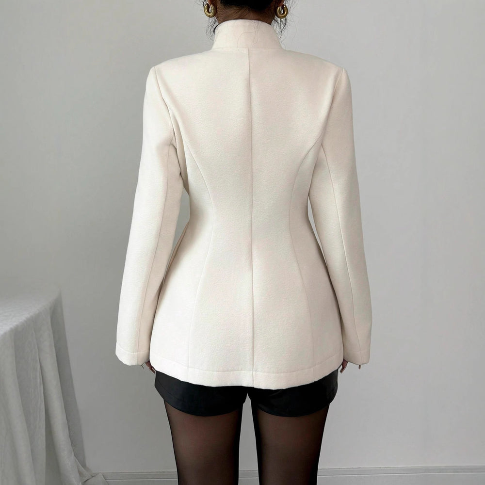 fall/winter european and american cross-border  foreign trade women's button-down slim-fit wool coat - parisian chic