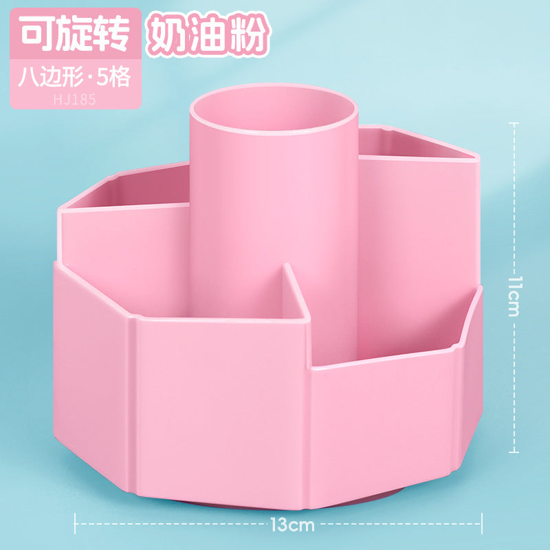 Rotatable pen holder Student desktop stationery box Children's storage box Lipstick makeup brush Stepped classification storage cylinder