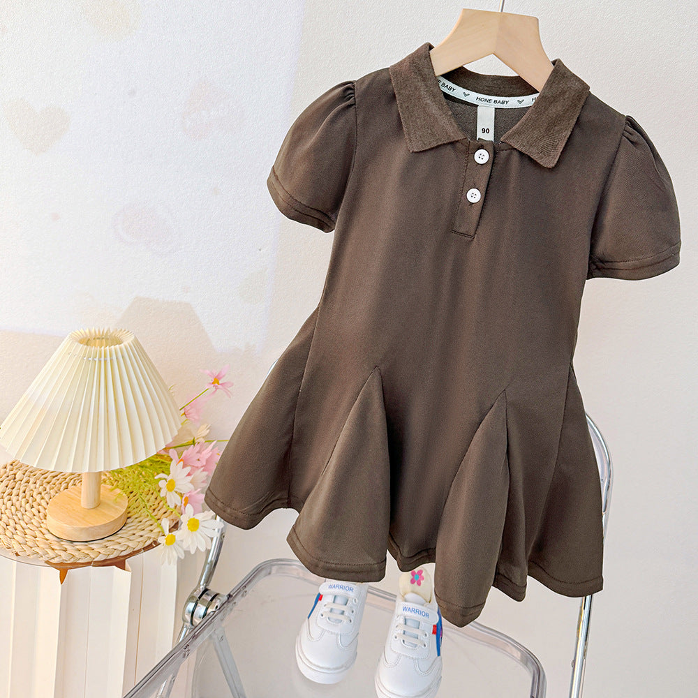 Girls' summer dress - preppy korean style,  new arrival, stylish short-sleeve turn-down collar fashion dress, casual