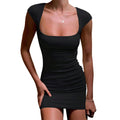 Ins popular style  european and american cross-border sexy elegant large collar knitted slimming look party hip-covering short skirt