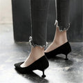 Women's high heels - spring/autumn 2023 collection: pointed-toe stiletto heels, black professional work shoes, mid-heel, college student etiquette flats