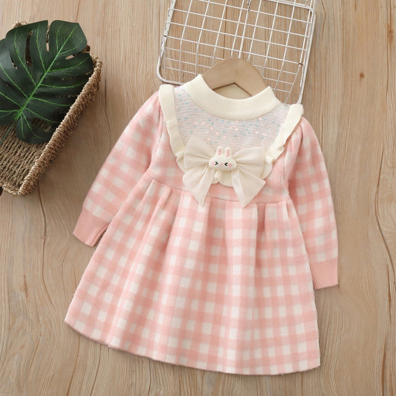 Kids' knit dress - chanel-inspired long dress -  autumn/winter new collection - girls' knitted dress