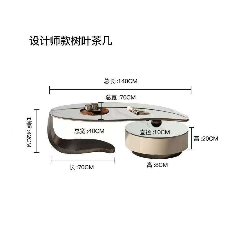 Creative leaf coffee table - unique shape, perfect for small spaces, high-end designer style, ideal for villas, living rooms, and modern luxury home decor. can be used as a coffee table or tv stand