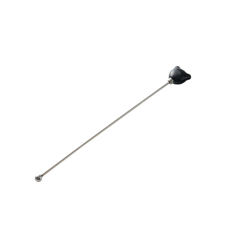 Candy-colored ceramic bear head stirring stick - anti-scald, high-style coffee stirrer & 304 stainless steel wine stirrer