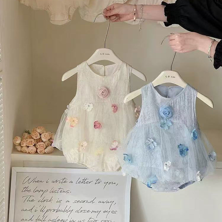 Baby full month, 100-day celebration, first birthday red dress, princess style, summer lightweight romper dress, stylish outfit for young female babies