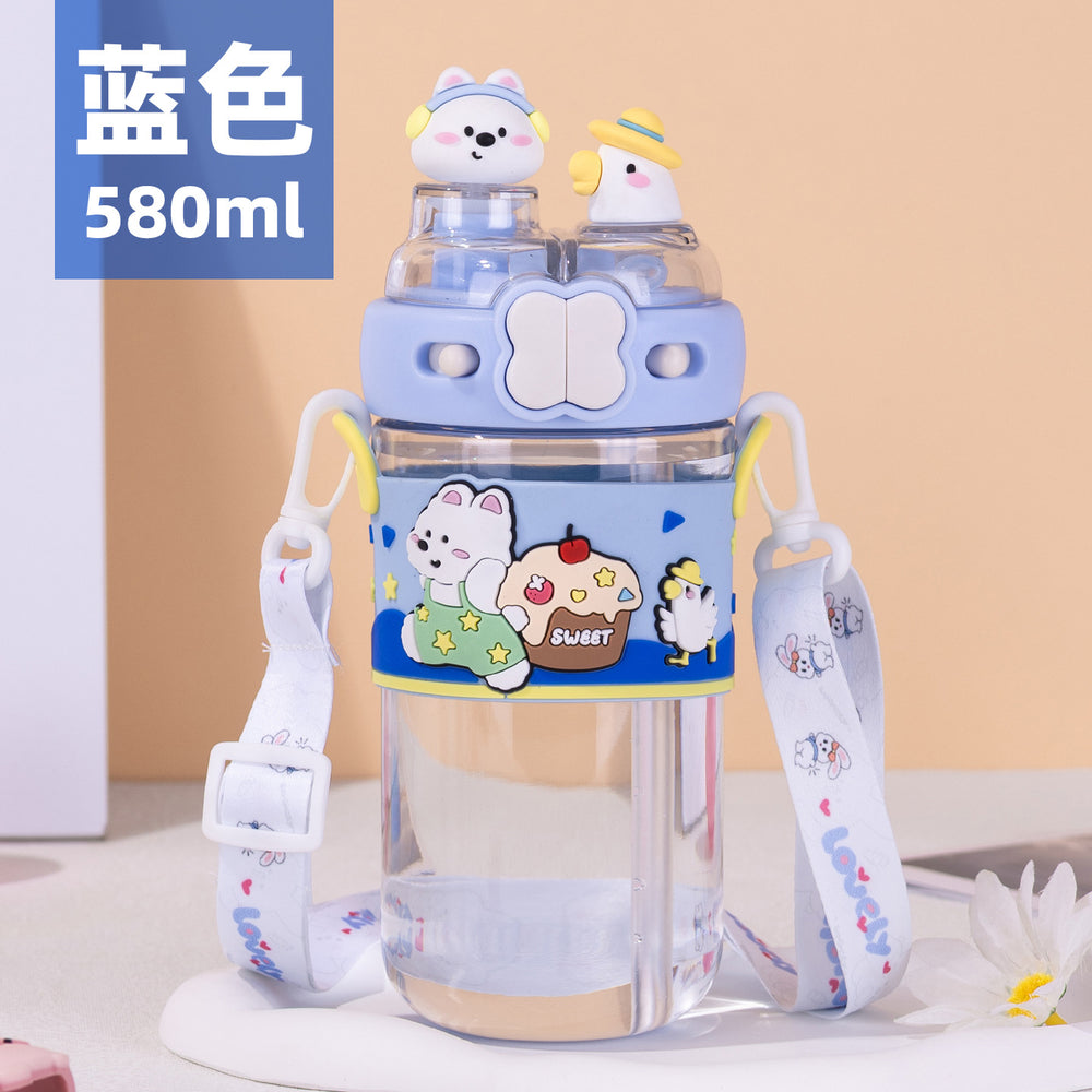 Cartoon water cup creative doll large capacity popular high-looking big belly cup student outdoor portable kids cup