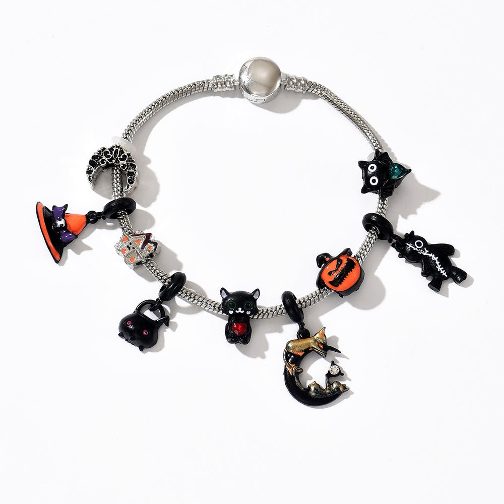 Halloween bracelet wholesale fashion cartoon skull pumpkin pendant bracelet hip hop punk style festival party jewelry