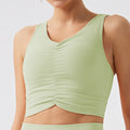 environmental-friendly sports bra with chest pad tight back yoga bra pleated ribbed fitness sports intimates