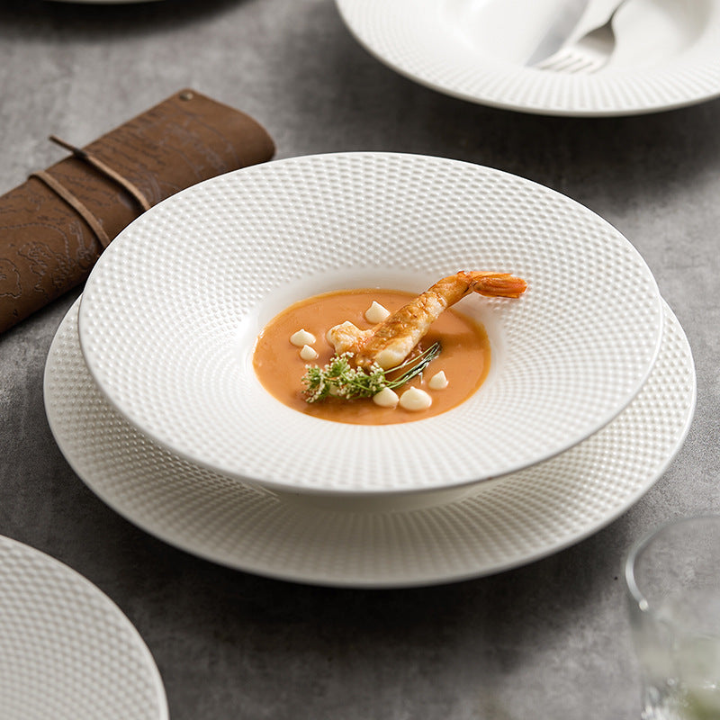 Byron ceramic western dinner plate - premium hotel steak plate - hotel tableware embossed feature plate - dinner plate