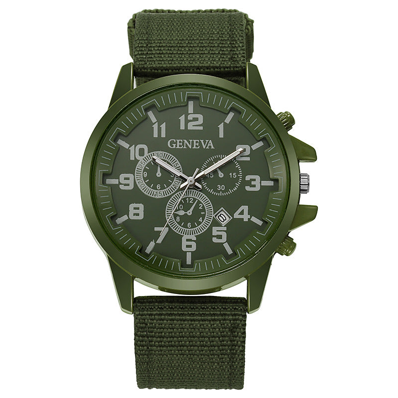 new fashion versatile military quartz watch - date display nylon strap men's stylish fashion watch