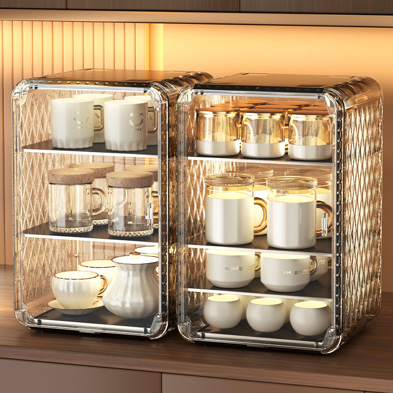 Water cup storage cabinet dust cup holder tea set tea cup holder mug desktop storage rack large capacity coffee cup storage