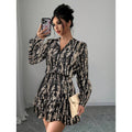 fashion  autumn new arrivalelegantv neck lantern sleeve ruffles long sleevesshortdress