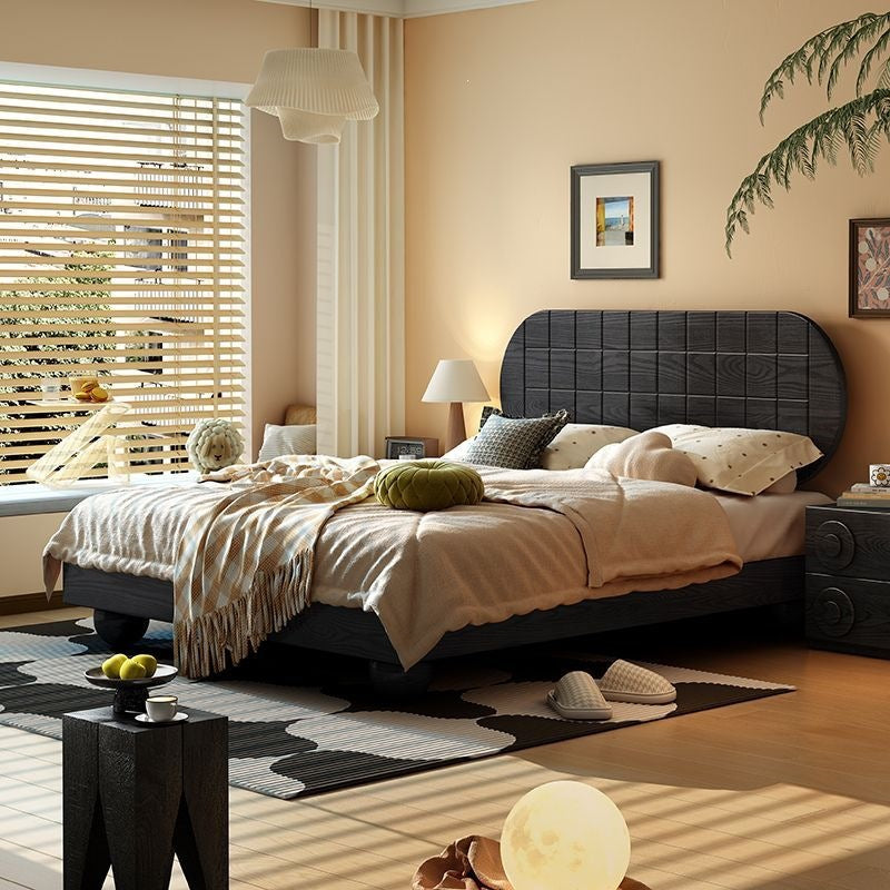French antique style retro wooden bed 1.8 double bed master bedroom small apartment wedding bed modern simple 1.5 b&b