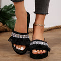 Platform thick solepopularlace rhinestone outwear sandals women's 2024 summer new style gentle fairy easiest for match flip flop
