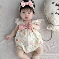 Infant summer onesie sweet floral suspender bodysuit stylish new romper korean style baby girl outing outfit