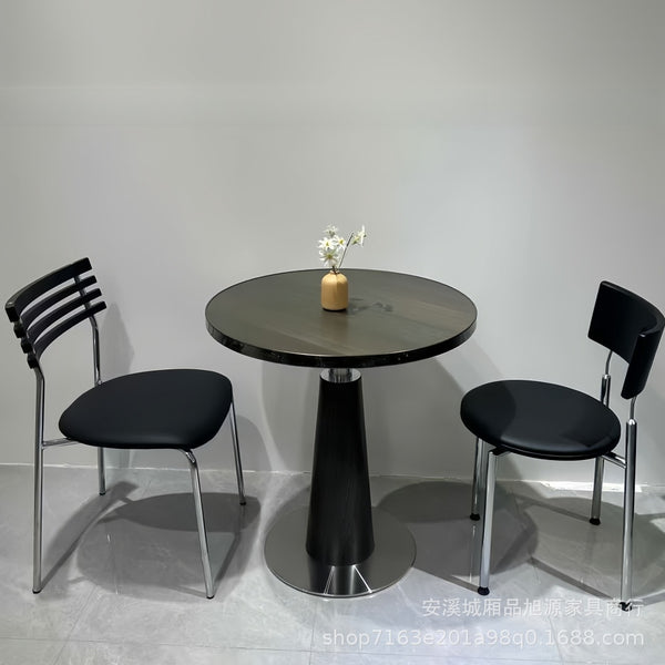 Nordic milk tea shop casual table and chair combination, light luxury rock slab round coffee table, clear bar cafe dining table and chairs