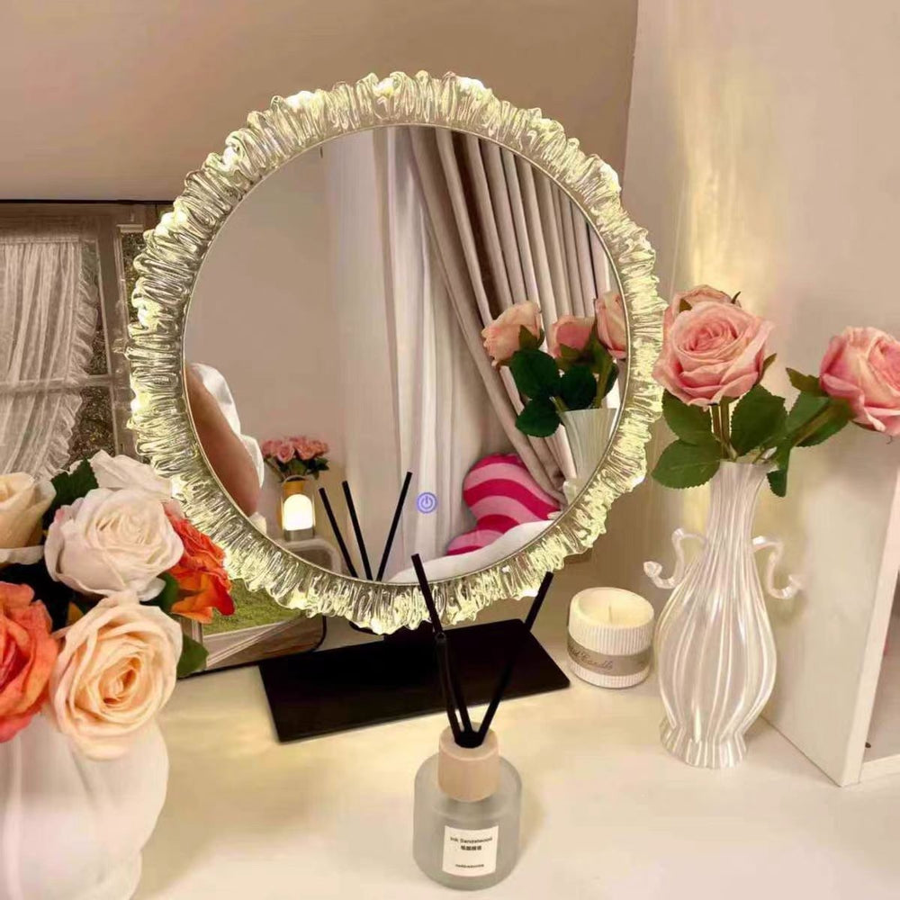 Sunflower popular desktop makeup mirror acrylic dressing mirror bedroom led light dressing table luminous light rotate mirror