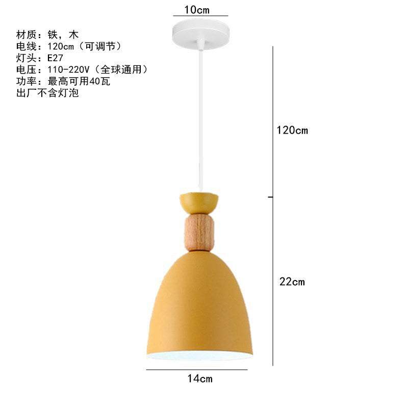 Creative pastoral and rural style LED color Nordic wrought iron wood chandelier, personalized modern simple lighting fixtures, post-modern