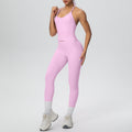Strappy tank top high-waisted butt-lifting tight yoga set - quick-dry activewear for outdoor leisure, running, and fitness