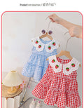 Girls' dress  summer new collection - strawberry plaid skirt, korean style for toddler and little girl summer wear