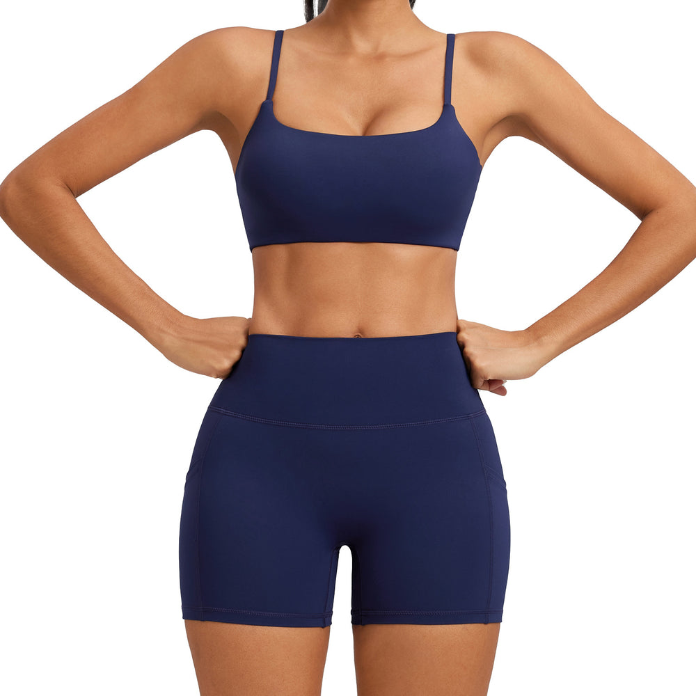 spring/summer new yoga outfit set - outdoor running pocket fitness set - butt-lifting compression sportswear set for women