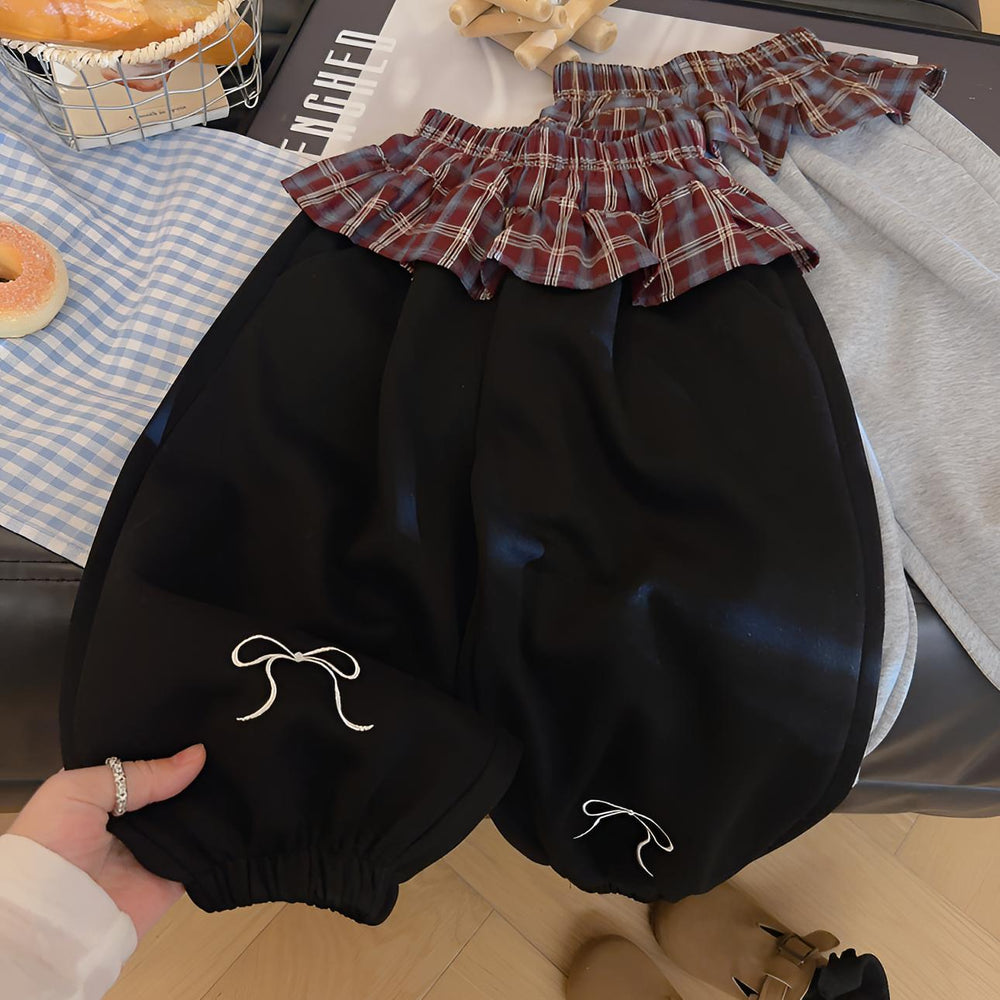 Kids sweatpants girl spring & fallembroidercasual pants loose scimitar pants small and medium-sized children drapedcasual baby girl sweatpants
