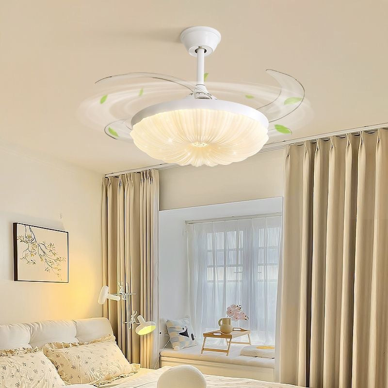 W% cream style invisible fan chandelier for homeled living room bedroom strong wind silent integrated frequency conversion restaurant hanging