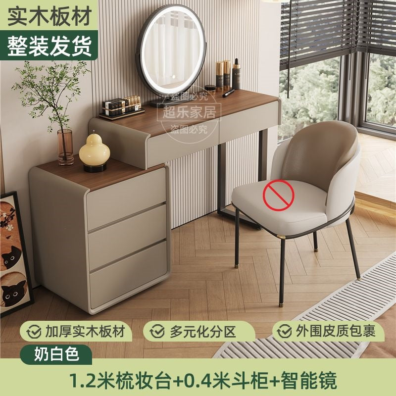 Vanity table bedroom casual walnut color chest of drawers vanity table all-in-one small makeup table retractable makeup table