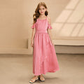fashion style girl dress chiffon off-shoulder sense of design long skirt new arrivalgirl dress custom style