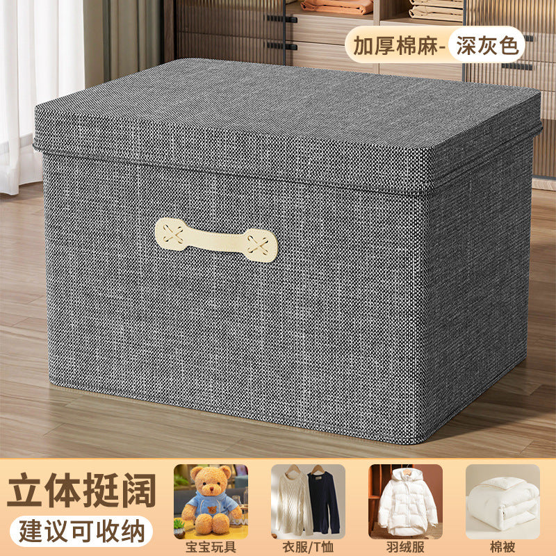 Large clothes storage box, household wardrobe, clothing finishing box, large capacity layered folding, covered storage box.