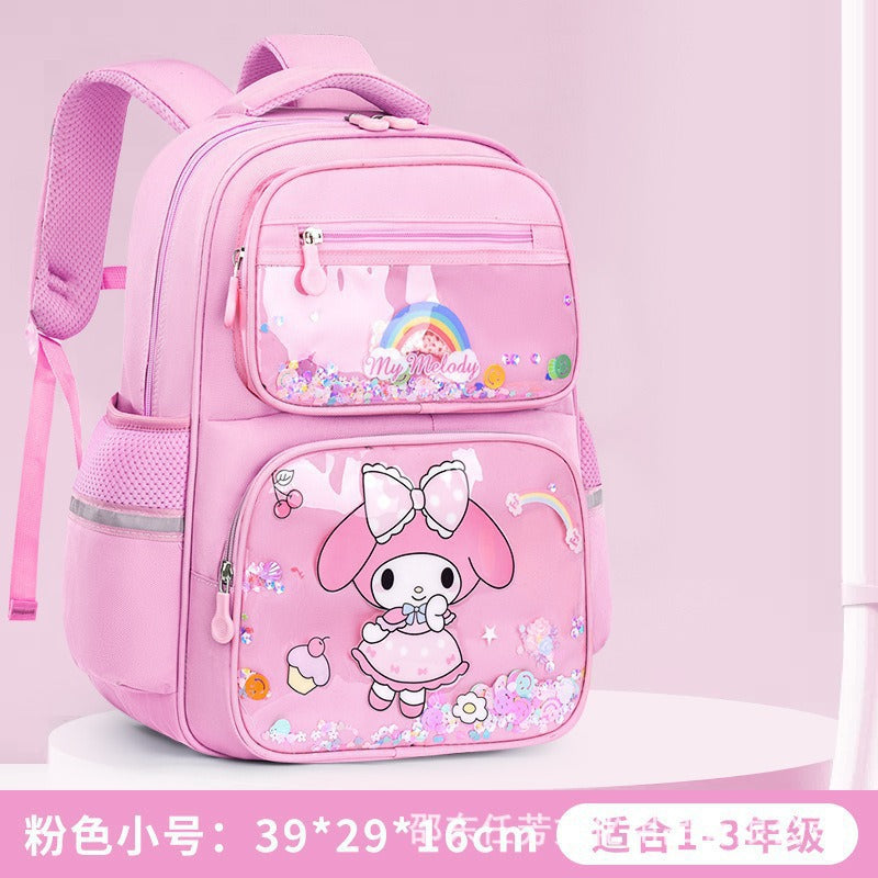 cartoon school backpack for elementary school students, grades 1-6 - quicksand cute girl kuromi fun backpack