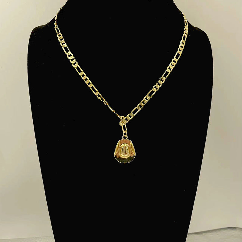 European and american cross-border simple western cowboy hat necklace niche retro trendy cowboy boots pendant versatile clavicle chain
