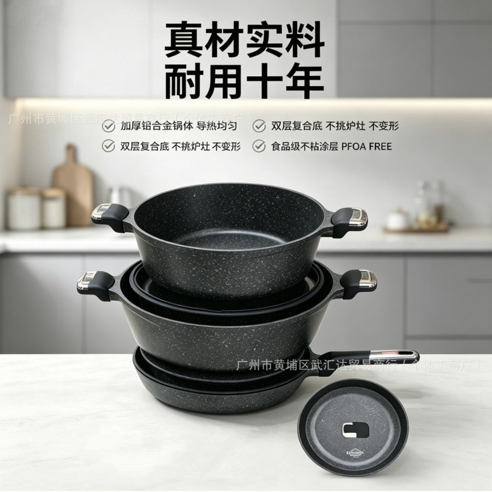 For homemedical stone soup pot non-stick pot cooking noodles soup large capacity double ear pot soup pot induction cooker gas stove neutral