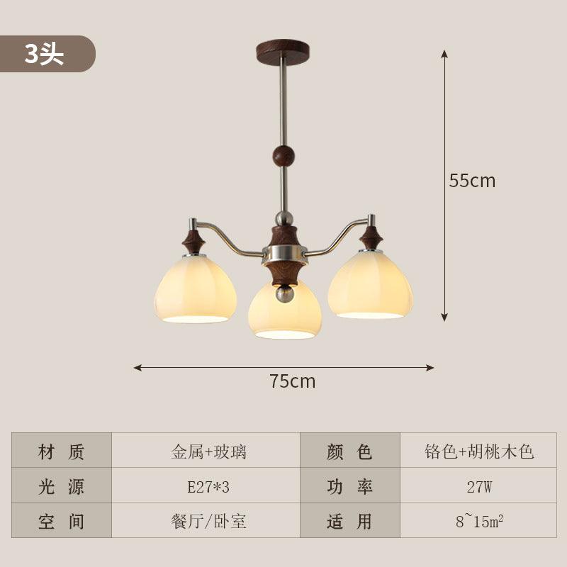 French medieval living room chandelier walnut wabi wind hall main light dining room bedroom whole house package Zhongshan lighting
