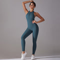 European and american style one-piece zippered yoga bodysuit - women's activewear, compression fit, cutout back, running & fitness jumpsuit